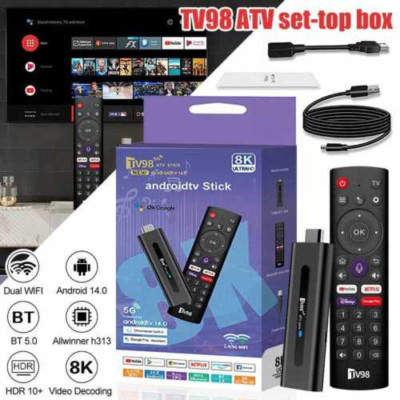 Android 14 Smart TV Stick 8K 4K Streaming Device WiFi6 Voice Remote TV Control
