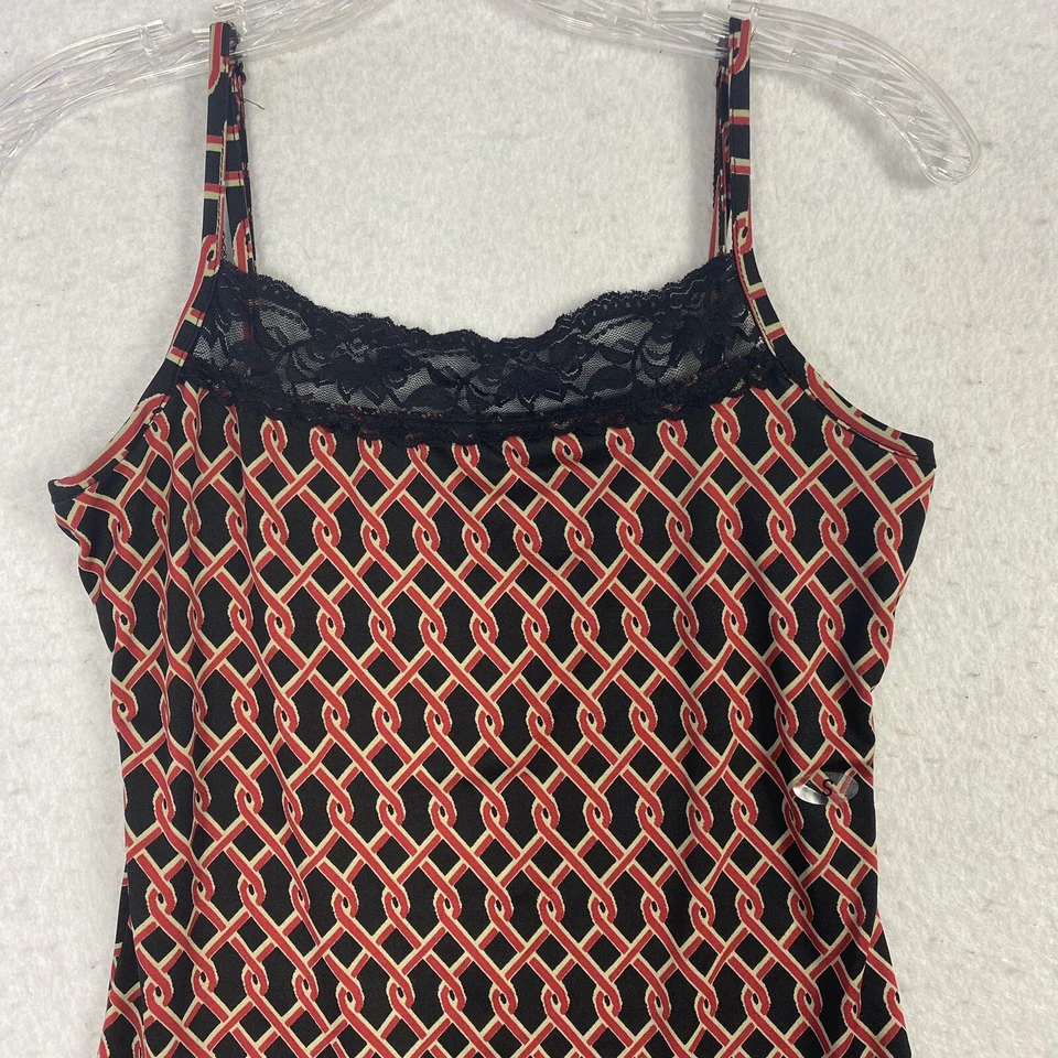 Camiseta sin mangas geométrica de colección para mujer talla S Y2K roja correa de espagueti encaje Maurices Foto 4 de 4