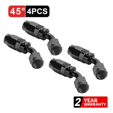 4x AN6/AN8/AN10/AN12 Hose End Fitting 45 Degree Swivel for Oil/Fuel/Gas CPE Hose
