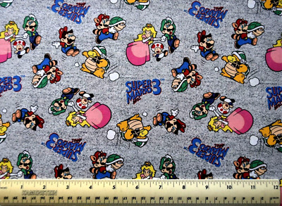 Springs Creative Super Mario and Friends on Gray By the 1/4 yard cotton fabric
