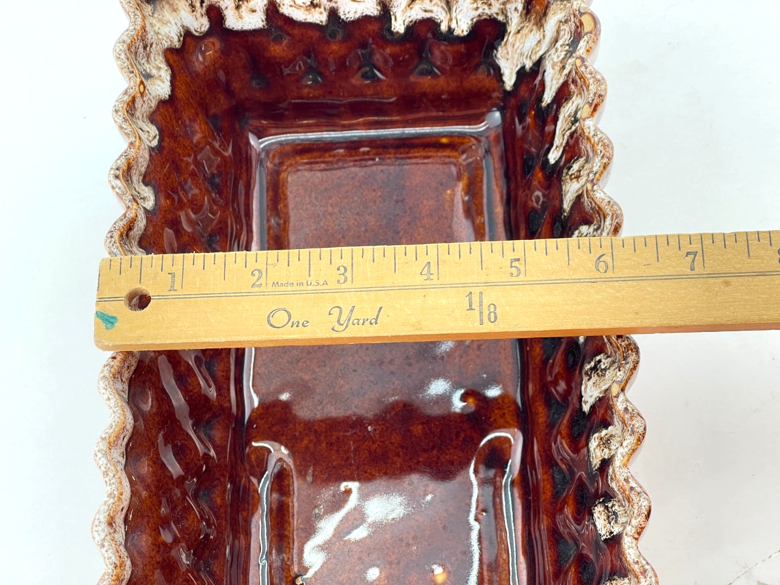 Mid-Century Planter or Dish UPCO Pottery Company #103 Brown Drip Glaze USA 10"L