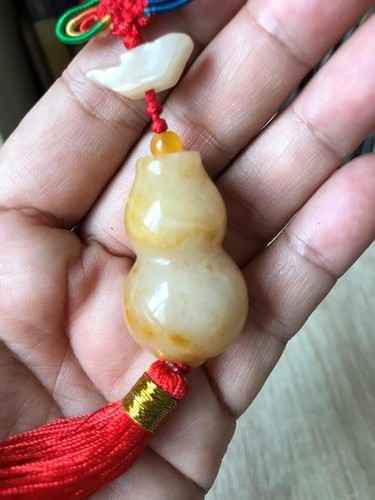Feng Shui Wu Lou/Gourd Hanging Jade Honey Tassel Color Good Health and Good Luck - Bild 7 von 8