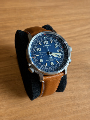 Citizen Eco-Drive Radio 42mm Stainless Steel Case with Brown Leather & Sapphire