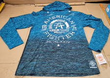 NWT American Fighter Maryland Long Sleeve Hooded Shirt XL Blue Cotton Blend Mens