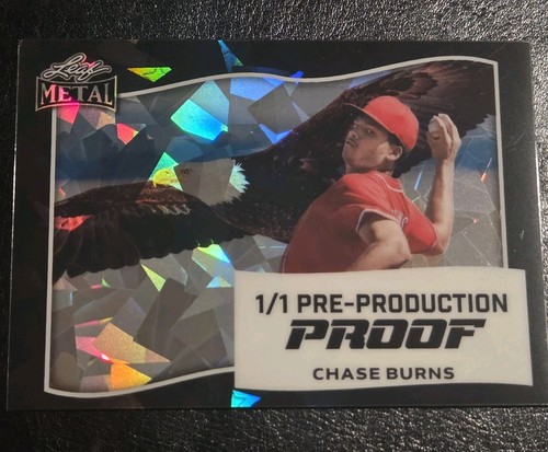 Chase Burns 2025 Leaf Metal 4th Of July 1/1 Pre Production Proof Cracked Ice - Picture 1 of 2