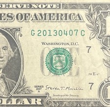 April 7, 2013 / July 4, 2013 (G 20130407 C) BIRTHDAY Note $1 One Dollar Bill April 7, 2013 / July 4, 2013 (G 20130407 C) BIRTHDAY Note $1 One Dollar Bill