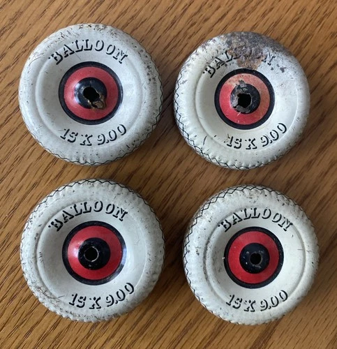 MARX Tin Toy 15X9.00 White Wall Balloon Tires 1950’s - Set of 4