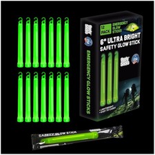 Emergency Glow Sticks - 12 Ultra Bright Individually Wrapped Military Grade C...