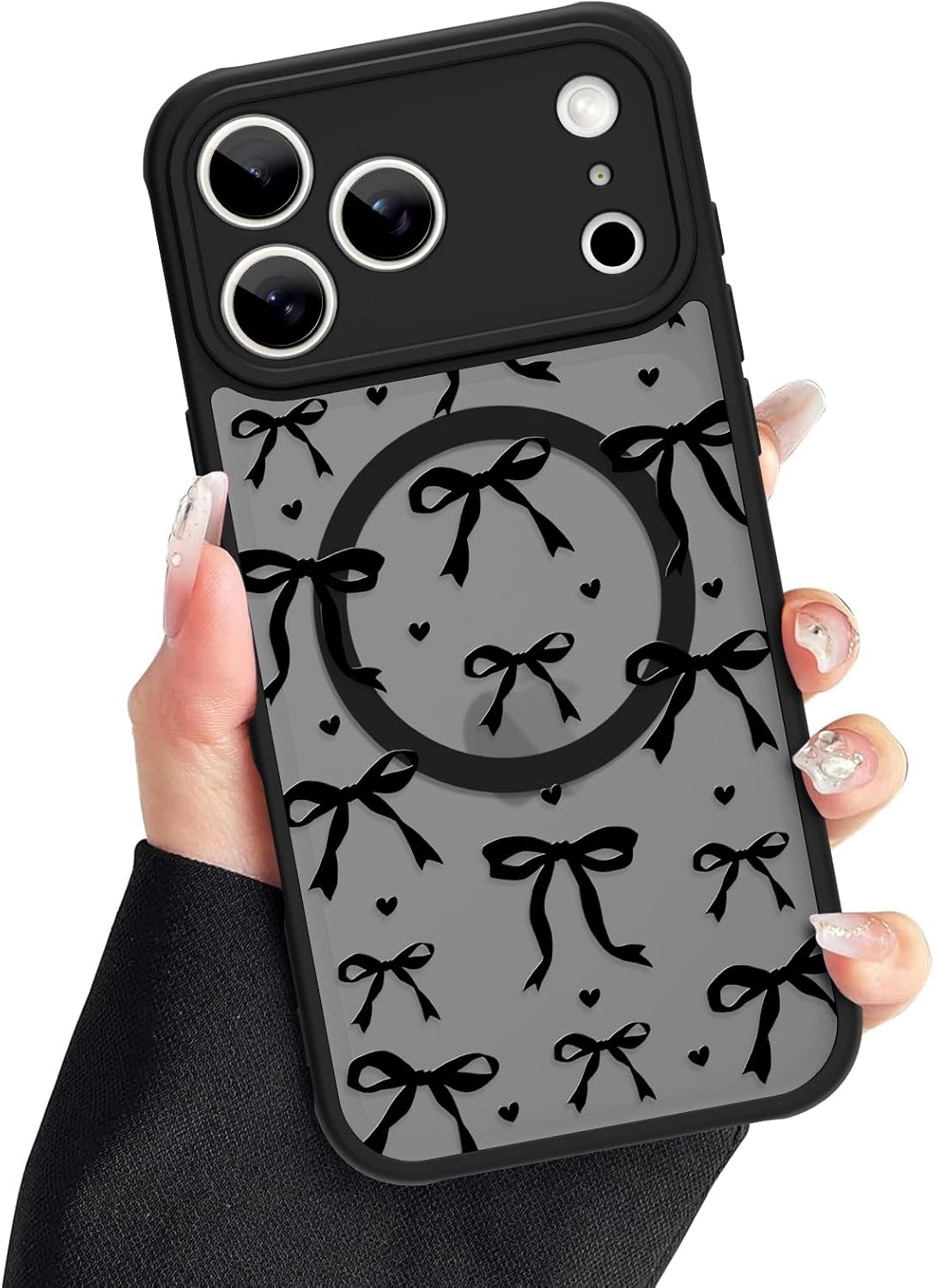 for Iphone 17 Pro Max Case Bows [Compatible with Magsafe],Cute Hearts Women Cove