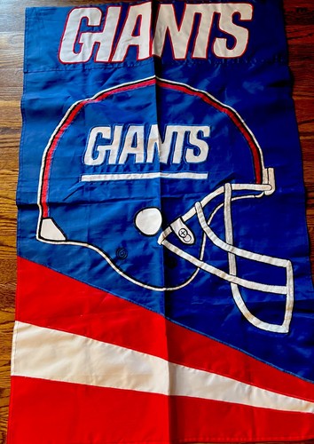 New York Giants Man Cave Banner Flag 44" x 28" NFL Sewn Big Helmet Spellout GMEN