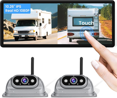 Dual Wireless Backup Camera System 10.26'' 1080P Touchscreen for RV/Trailer/Truck