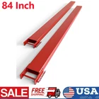1 Pair Pallet Fork Extensions Forklift 84" x 4.5" Heavy Duty with Chain Red