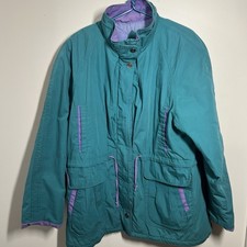 VTG New Image 18W Heavy Coat Green Purple Lined Ski Jacket Streetwear Y2K Retro