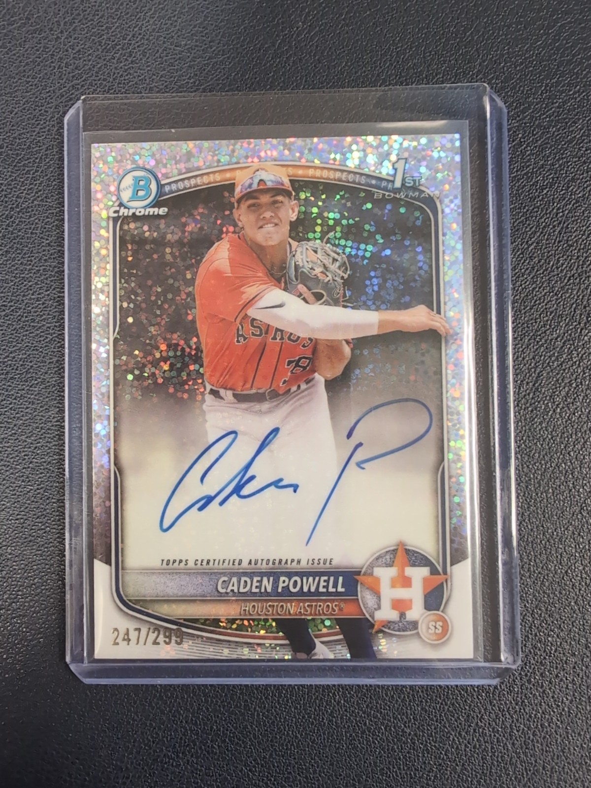2025 Bowman Chrome Caden Powell 1st Prospect Speckle Refractor Auto 247/299