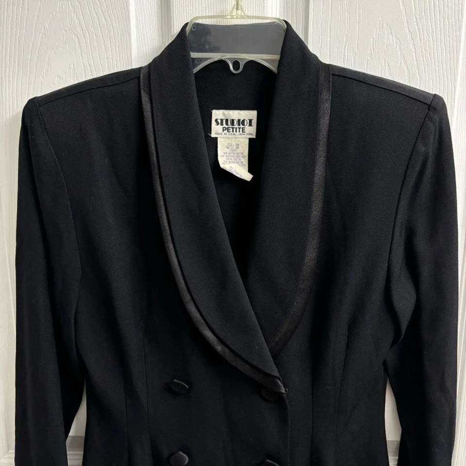 Vestido Blazer Vintage 10 Pequeño Negro Ropa de Trabajo Profesional Preppy Coqueta Foto 2 de 4