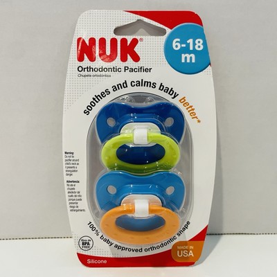 2-Pack of NUK Silicone Orthodontic Pacifiers for 6-18 Months, BPA