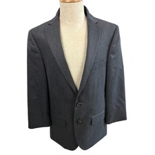 Lauren Ralph Lauren Youth Boys Grey Two Button Blazer Suit Jacket Size 10R