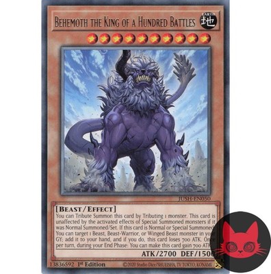 Yugioh Behemoth the King of a Hundred Battles JUSH-EN050 Rare 1st Ed NM