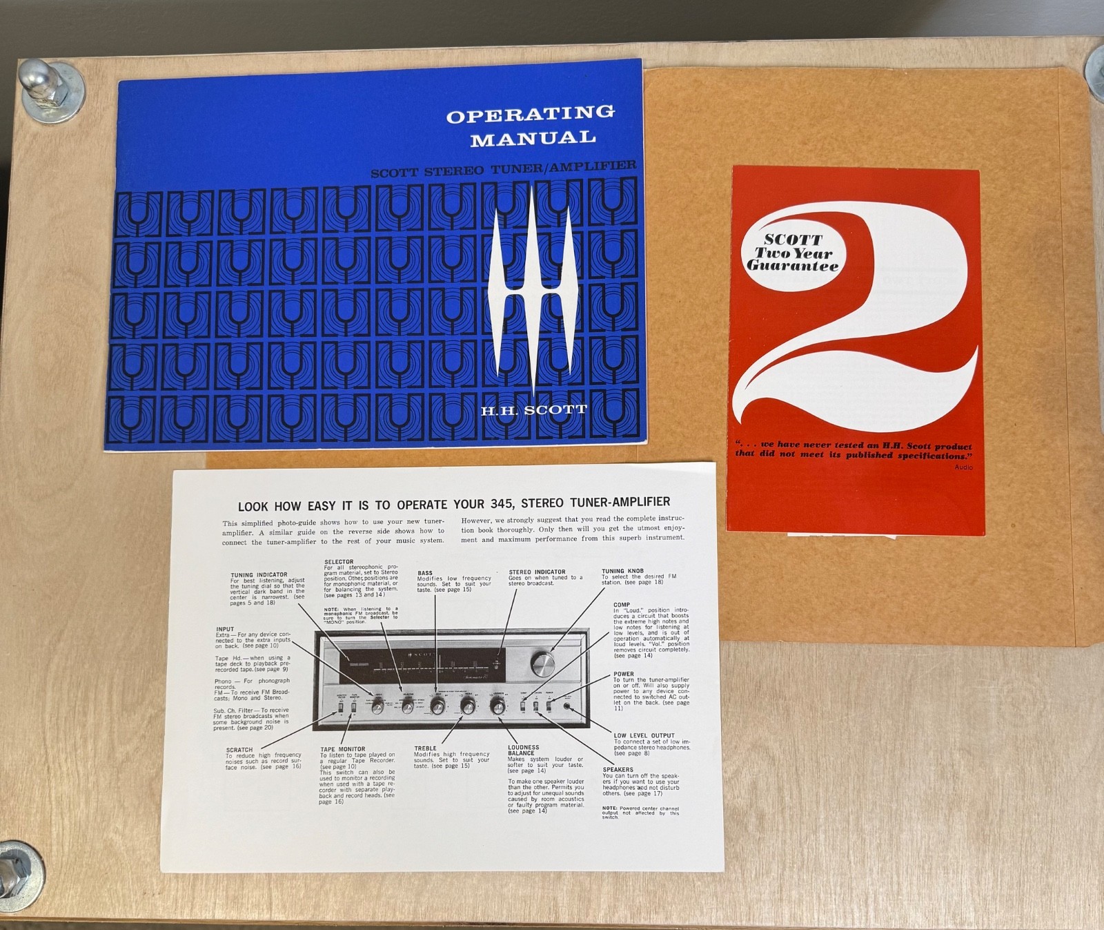 H.H. Scott 345 Stereo Tuner-Amplfier Manuals, Schematic, Mounting Instructions 