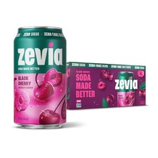 Zero Sugar Soda, Black Cherry, 12 oz Cans 8-Pack Naturally Sweetened, Non...