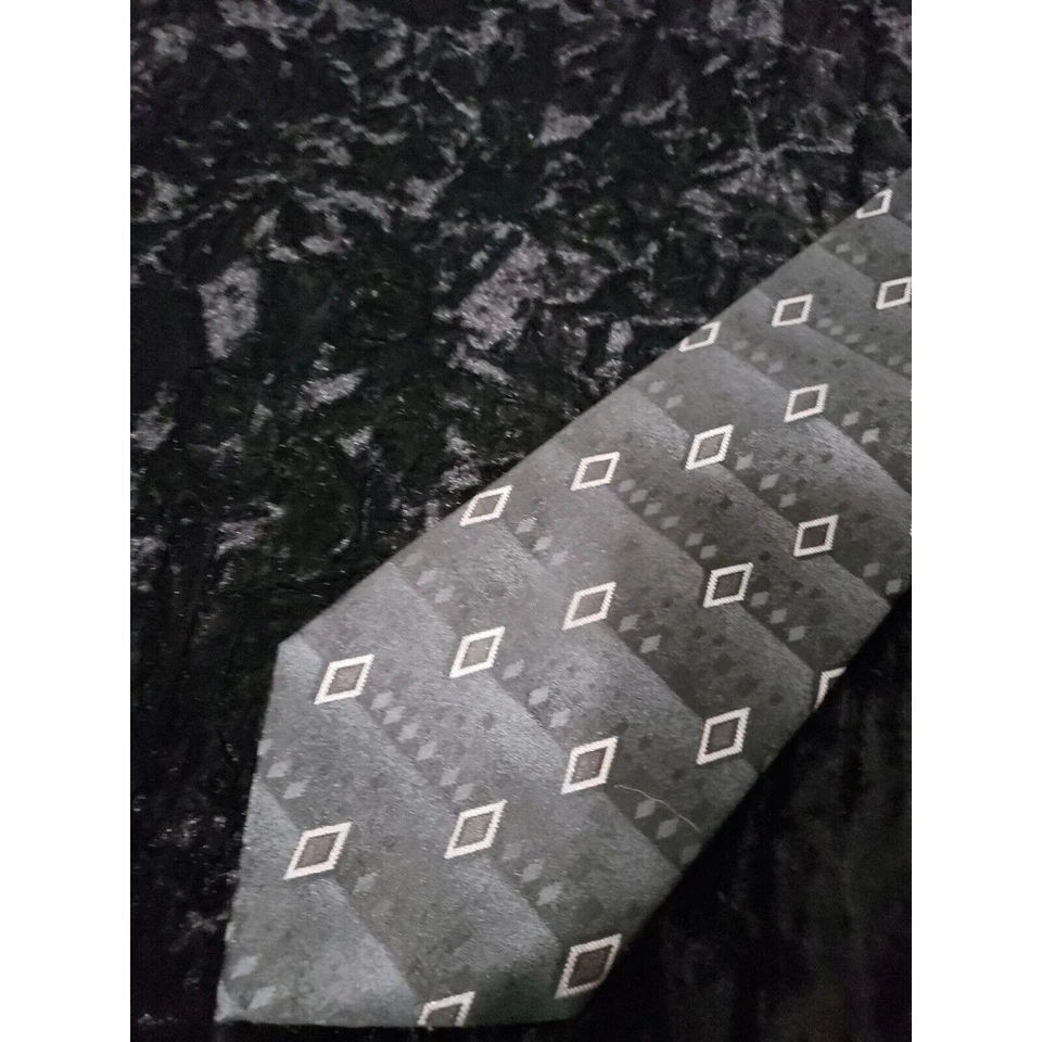 Don Loper of Beverly Hills Neck Tie Mens Black Gray Diamonds Career Wear - Image 2 of 4