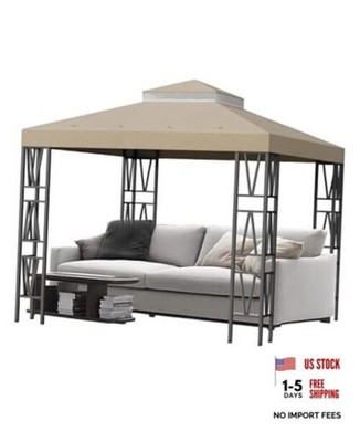 10x10 Gazebo Replacement Canopy Top Cover, Double Tiered Gazebo Cover Khaki