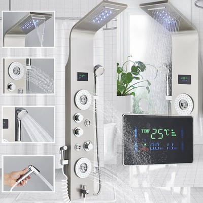 Duschpaneel Regendusche Duschsystem Edelstahl Duschsäule Massage mit Bidet Spray