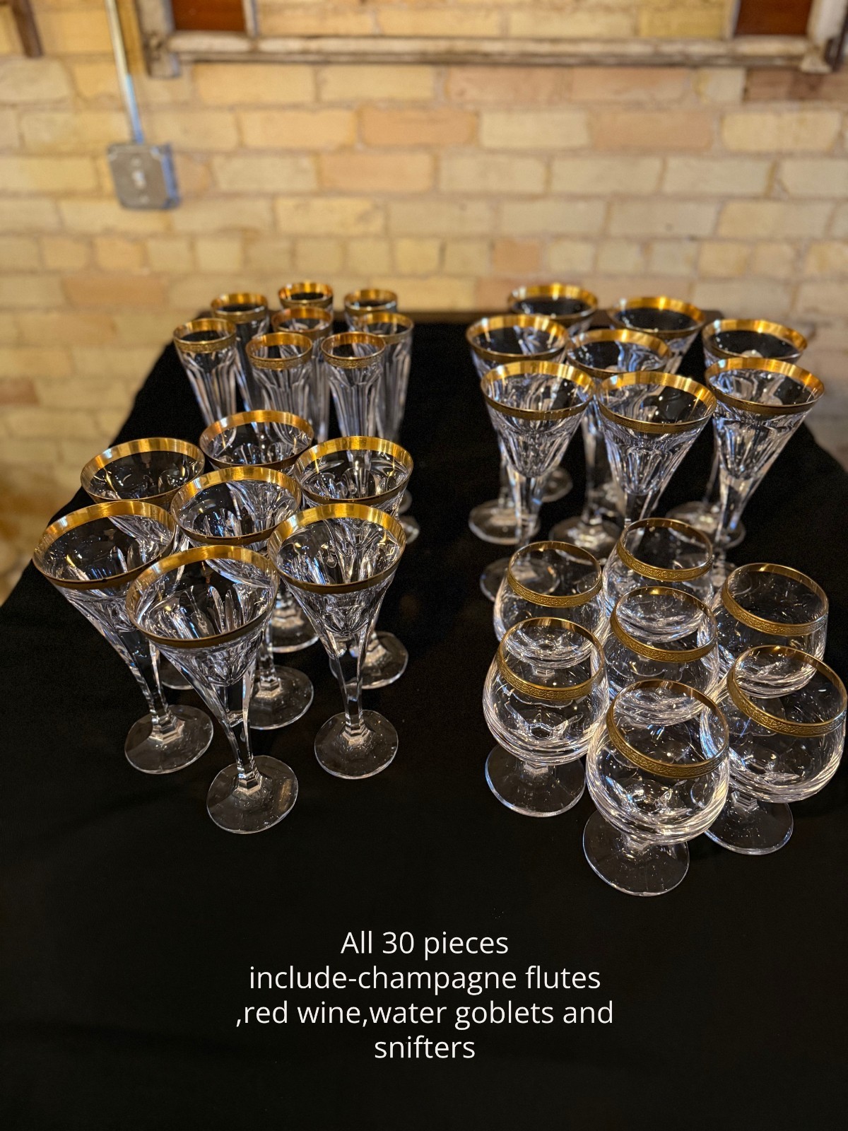 Moser Jubilee Gold Encrusted Crystal Stemware Set – 30 Pieces – Czech