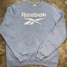 Vintage Reebok Mens Spell Out Big Logo Crewneck Sweatshirt Blue Large