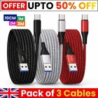 HeavyDuty USB Type C Charging Cable Braided Fast Phone Charger Long Lead 2m 3m
