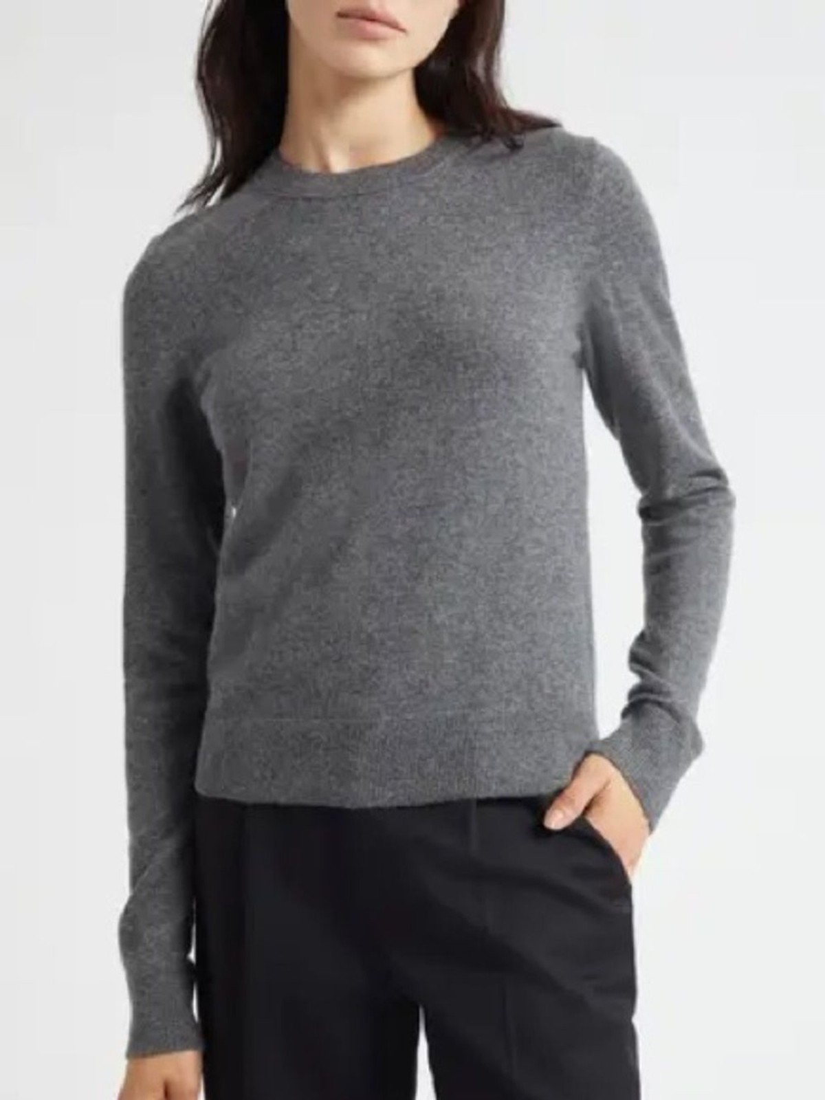 Vince Classic Grey Cashmere Crewneck Sweater - 100% cashmere