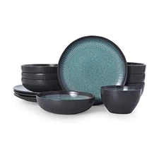 Pfaltzgraff 5267773 Maddox 12-Piece Dinnerware Set, teal