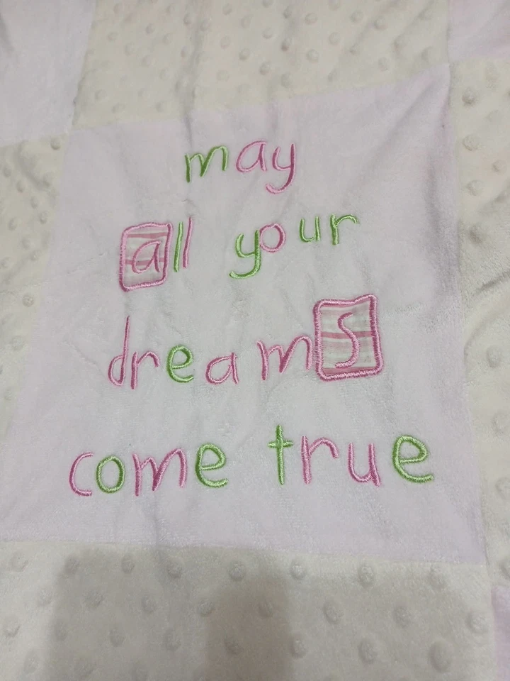 Manta de bebé de lana Messages From The Heart rosa blanco retazos sueños Foto 2 de 4