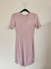 Forever 21 Pink Ribbed Knit Stretch Bodycon T-Shirt Dress Crew Neck M
