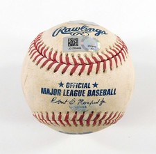 Rays @ Yankees 6-15-18 Game-Used Baseball Gary Sanchez (GO) / Nathan Eovaldi COA