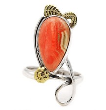 Two Tone Natural Rhodochrosite 925 Sterling Silver Ring Sz 9
