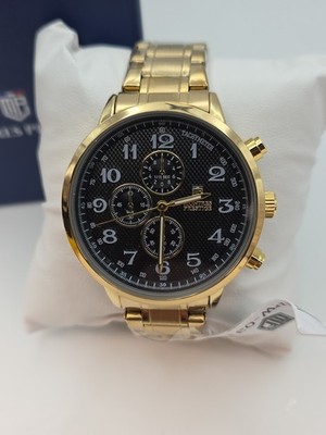 Montres Prestige Watch Collectible MPS-0319 Gold Tone Black Multi Dial Quartz