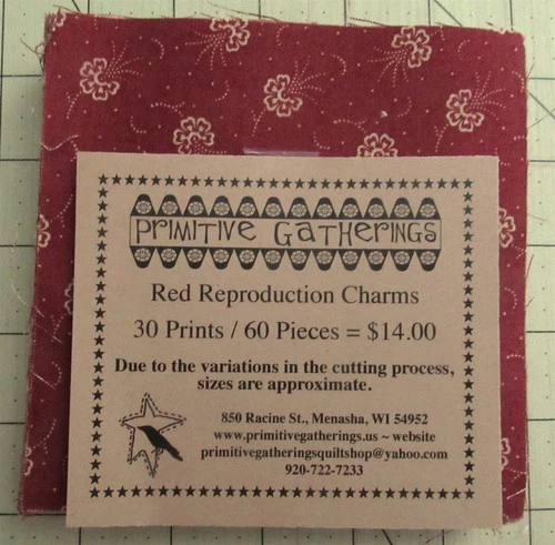 Primitive Gatherings "Red Reproduction" Charm Packs (60pcs) 5" x 5" Squares - product listing photo