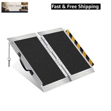 2FT Portable Wheelchair Ramp 800lb Capacity, Folding Non-Slip Aluminum Hand...