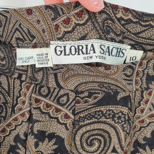 Vintage 90er Gloria Sachs Gobelin braun Paisley Midi Faltenrock Western Gr. 10 - Bild 9 von 9