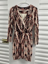 I. Madeline XS Abstract Print Faux Wrap Dress Long Sleeve Lined