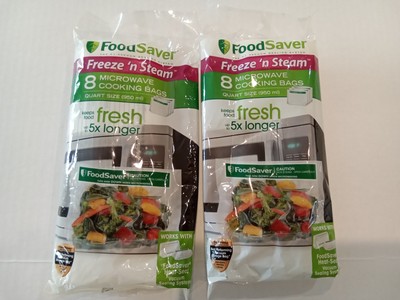FoodSaver Freeze 'n Steam Microwave Cooking Bags 1 Quart Size 8 Bags Per Pkg