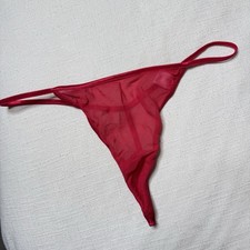 NWOT Victoria's Secret Red VTG Sheer 100 Silk V-String Thong Panties SIZE M/L