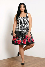 Nine West Floral Print Fit and Flare Dress sz 16W