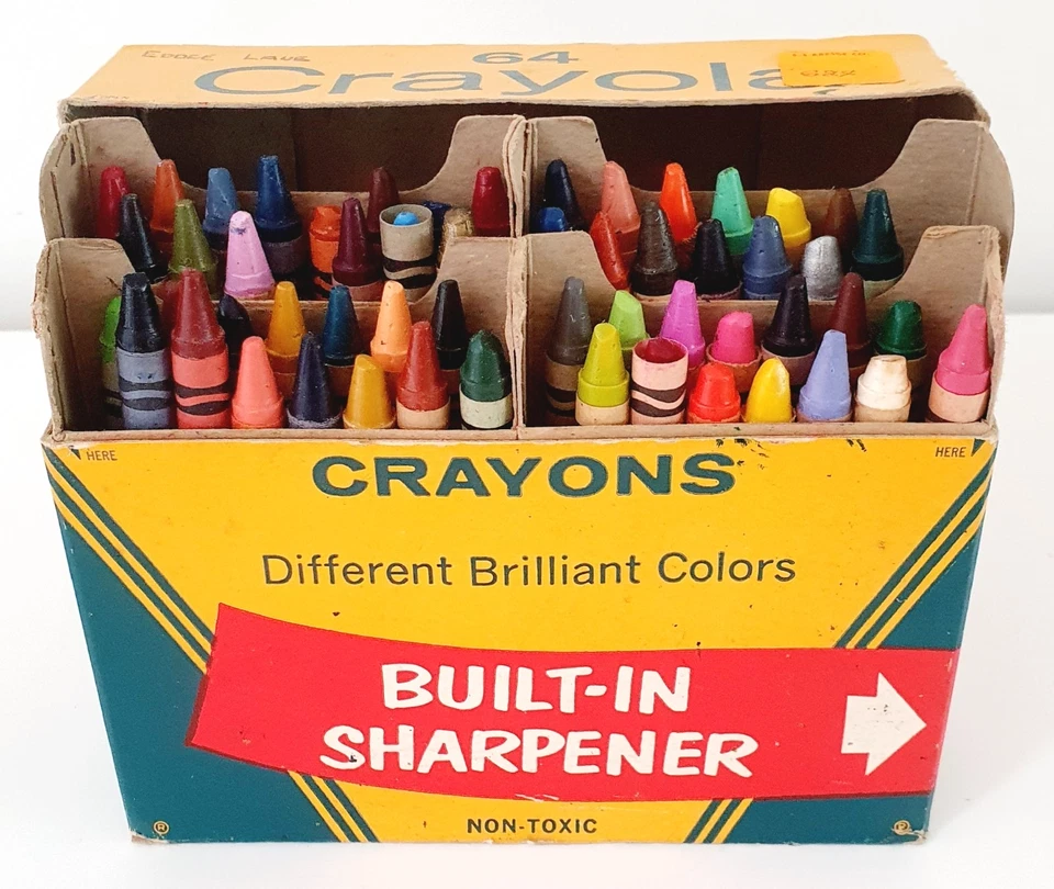 Vintage 64 Crayola Crayons Built-In Sharpener, Binney & Smith - 56 Crayons Only - image 2 of 4