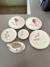 Royal Doulton Pillar Rose Gravy Boat Set Floral England China T.C.1011