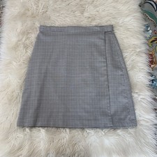 VTG 90s Gap Women's Gray Plaid Skirt Academia Preppy Faux Wrap Y2K Size 10 Med