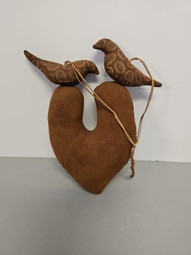 Handmade By Artisan Jennifer Schneeman 2007 Folk Art Stuffed Heart & Birds AAFA - Picture 5 of 6
