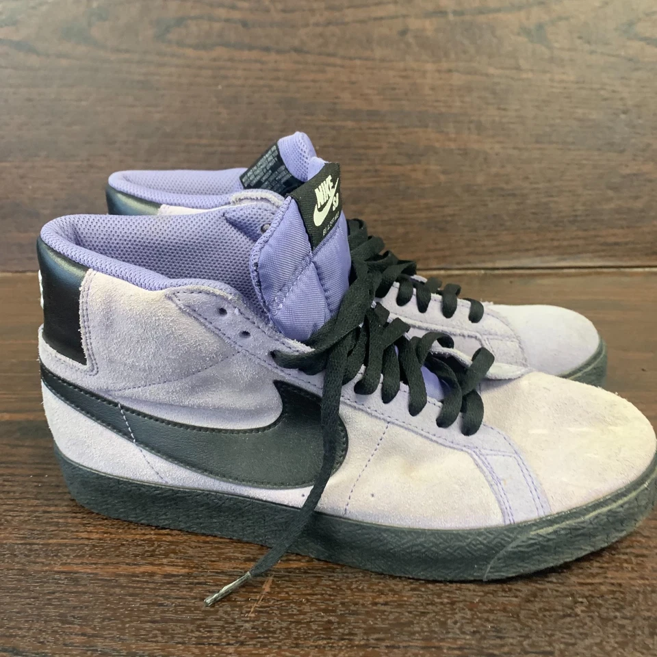 Nike SB Blazer Mid Women's Skate Shoes Size 8 White Purple Black SuedeFD0731-500 - Image 2 of 4