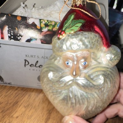 Kurt S. Adler Polonaise Collection Santa Heart Glass Ornament Hand Painted
